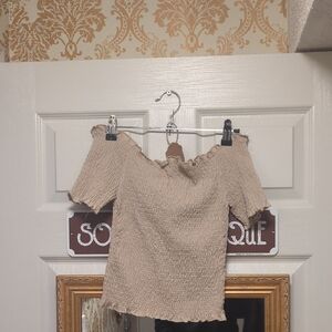 Women's Off-Shoulder Beige Sweater
